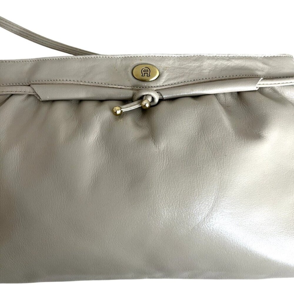 Vintage Etienne Aigner Taupe Leather Crossbody Bag - Picture 5 of 11